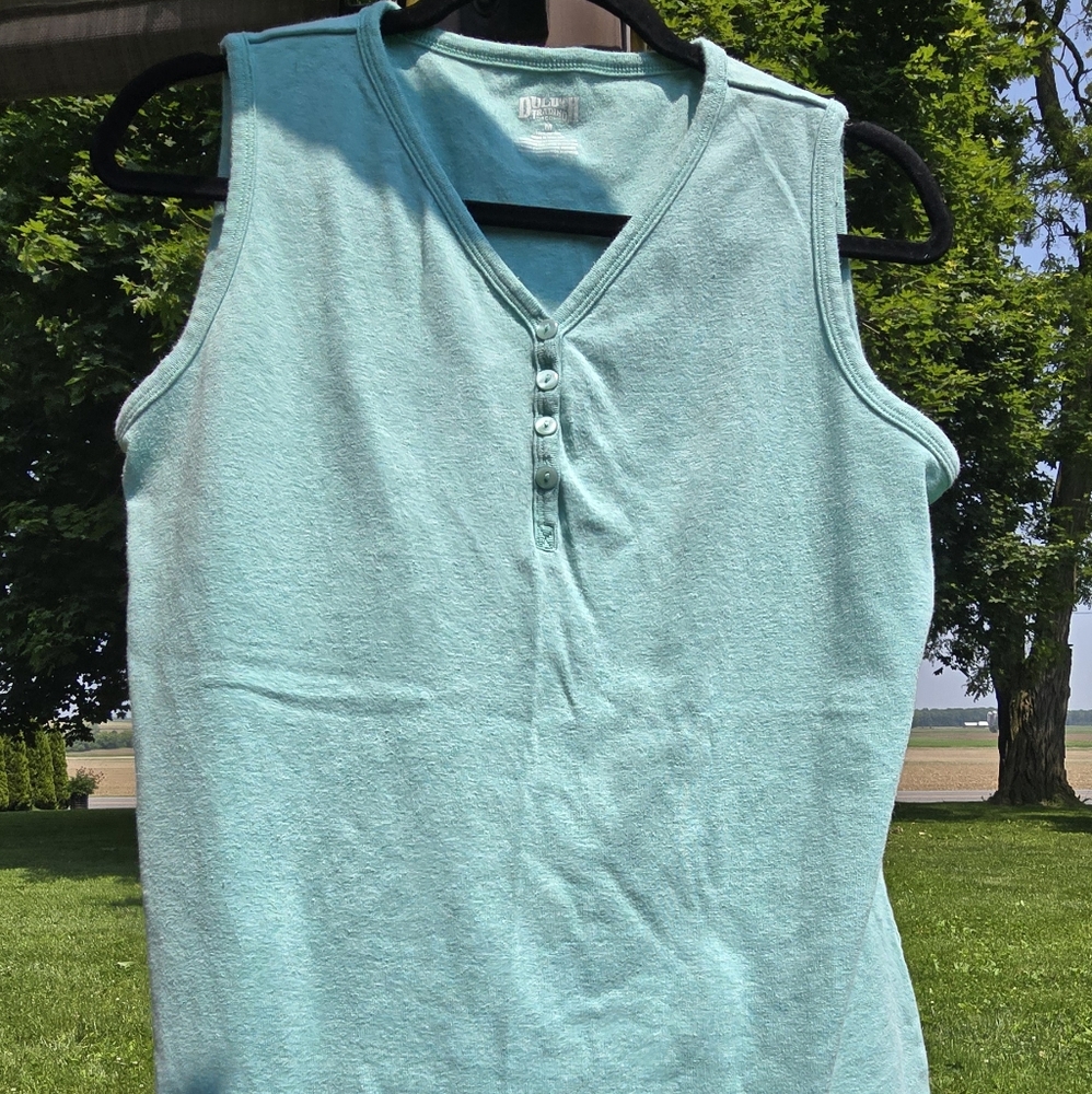 Duluth Trading Co Green Sleeveless Polo Tank Top